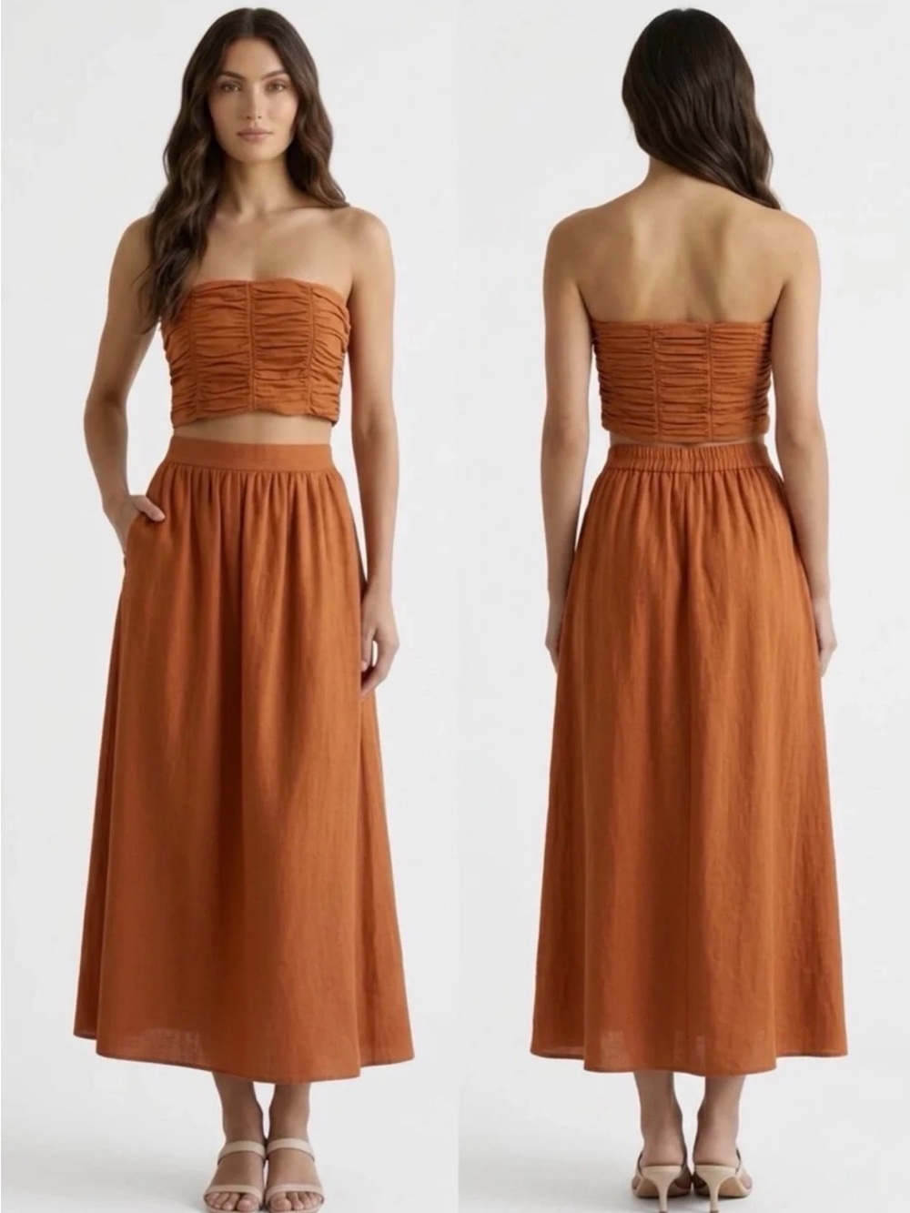 House of Harlow 1960 Rust Maxi Skirt Set